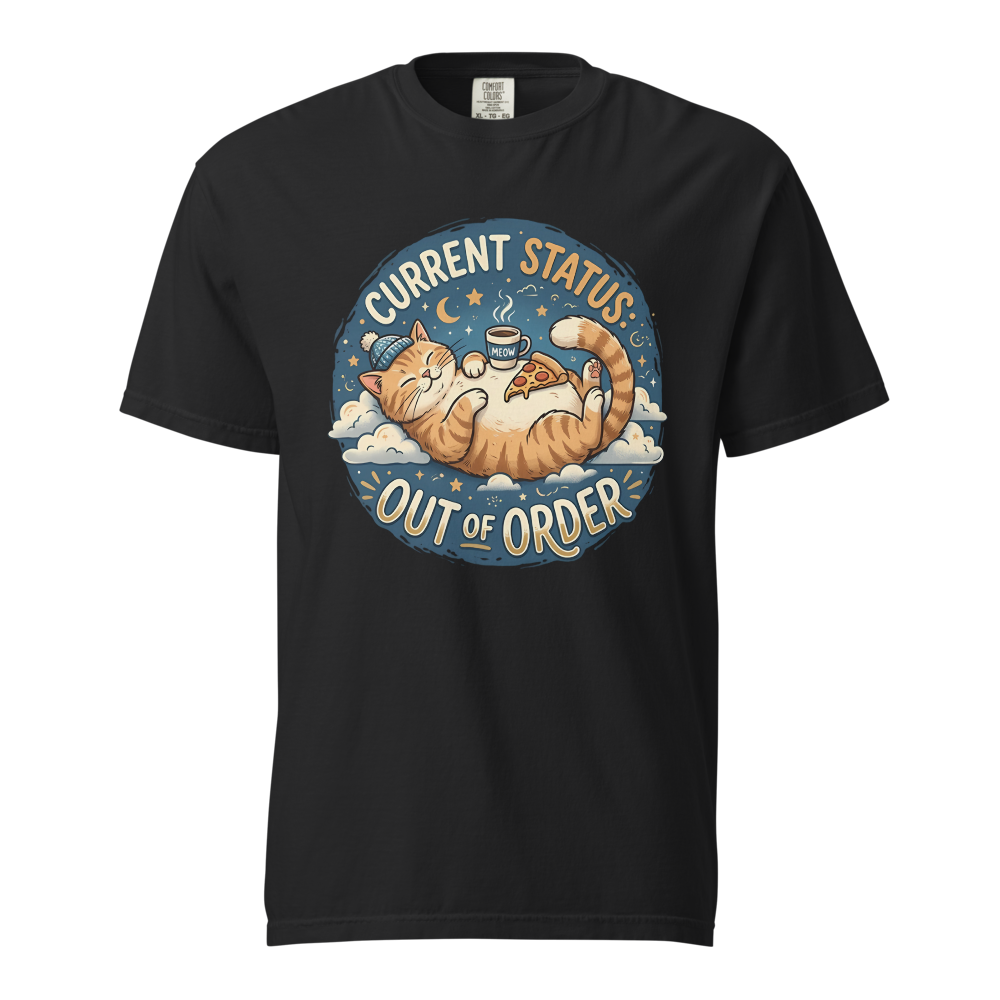 Lazy Cat - Current Status Out Of Order T-Shirt