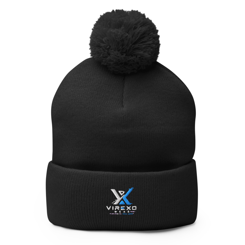 VirexoWear™ Black Pom-Pom Beanie | Premium Winter 