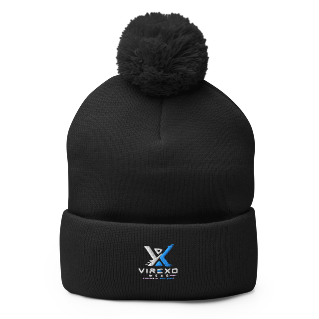 VirexoWear™ Black Pom-Pom Beanie | Premium Winter