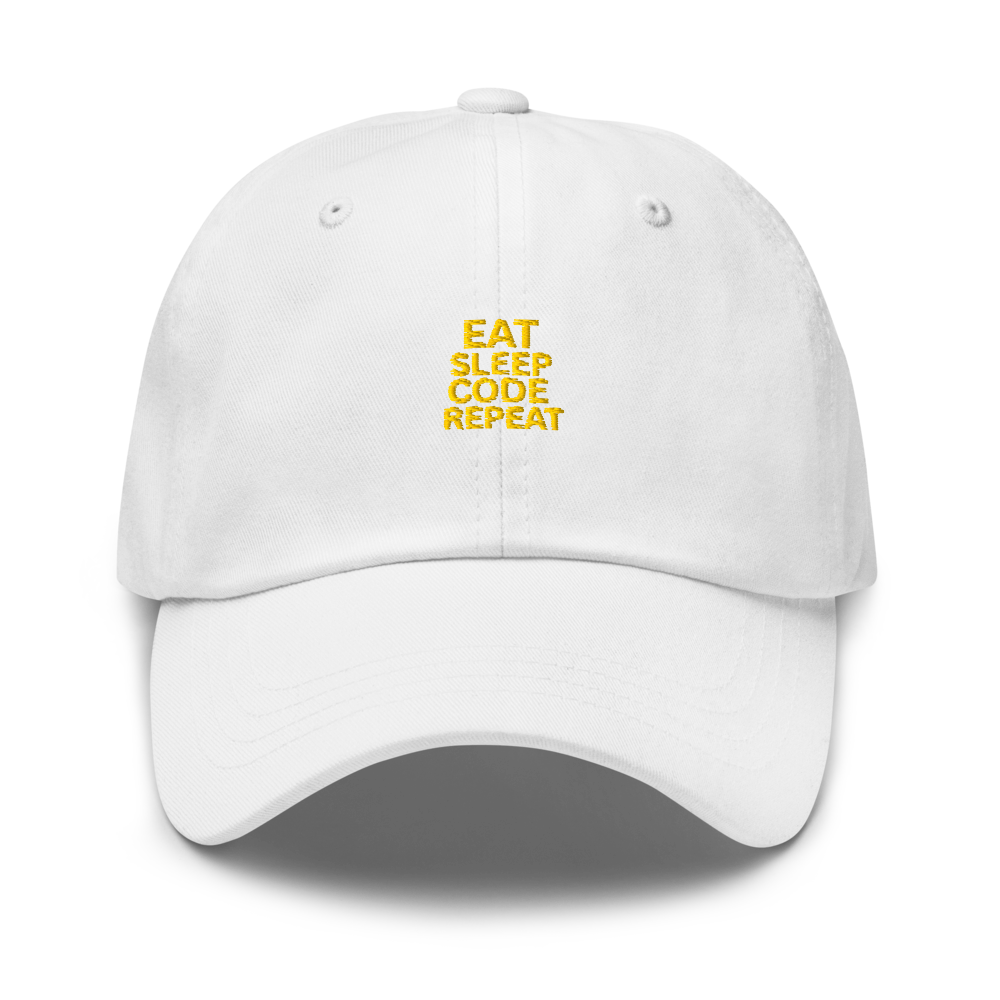 Yellow Eat Sleep Code Repeat Hat