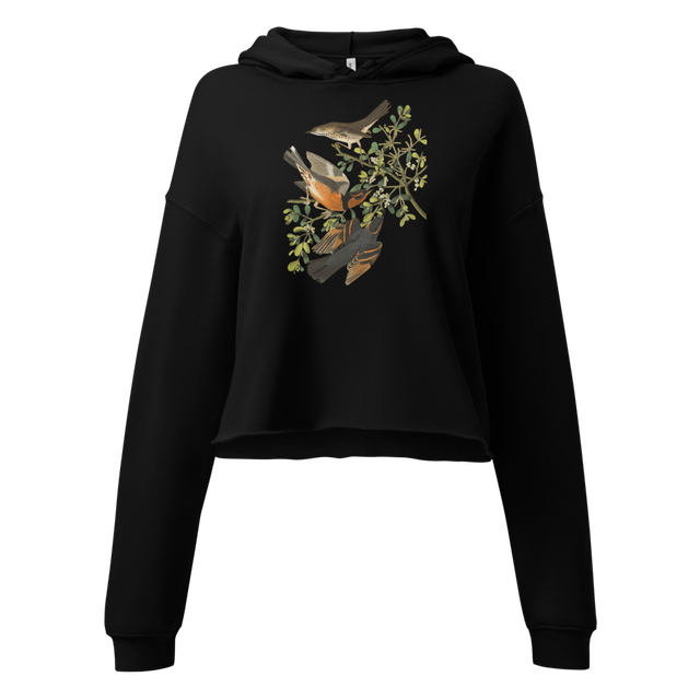 Vintage Aesthetic Bird Cropped Hoodie