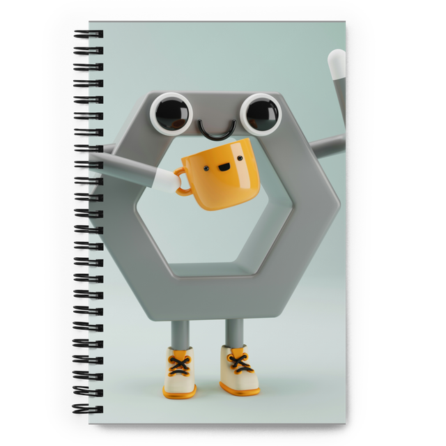 Cute 3D Nut Bolt Character Spiral Notebook