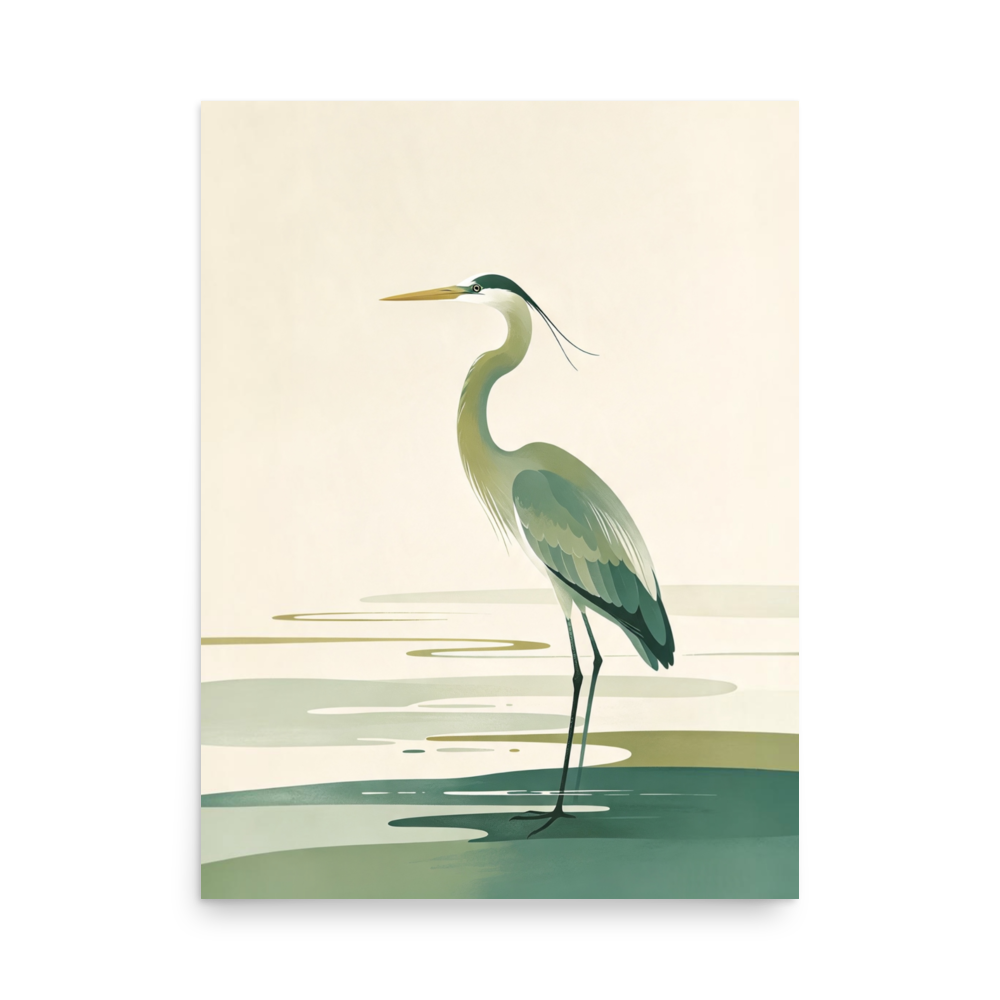 Elegant Heron — Minimalist Nature Art