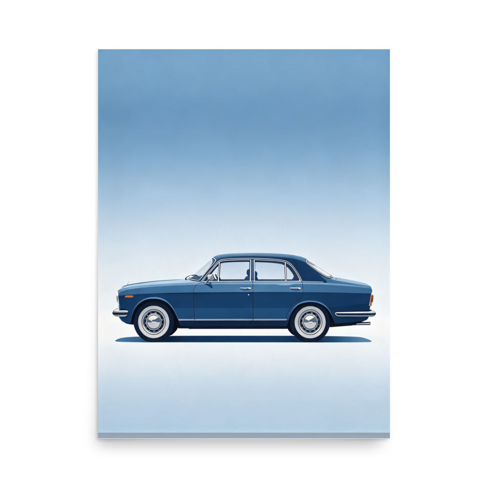 Vintage Car Blue Sky Minimalist Art Poster