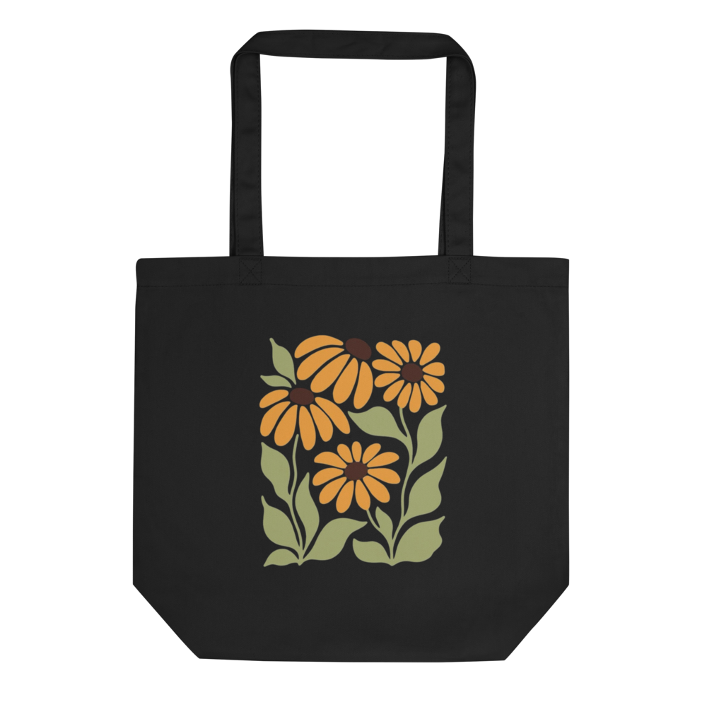 Sunny Blooms Tote Bag — Black Edition