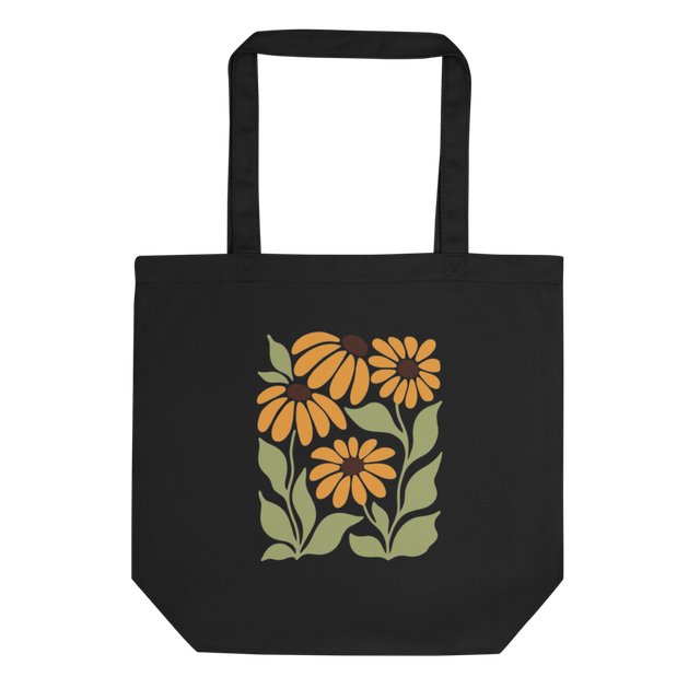 Sunny Blooms Tote Bag — Black Edition