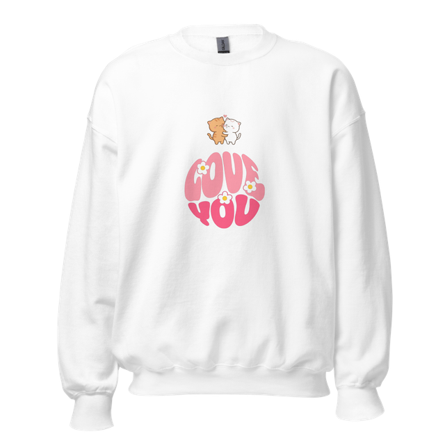 Cute Cats Hugging Love You Retro Typography