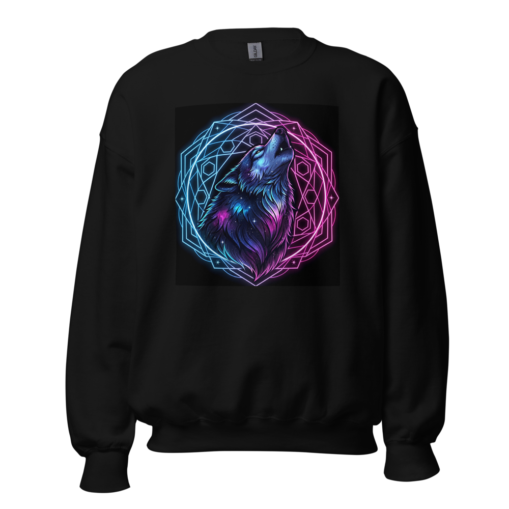 Celestial Howling Wolf Geometric Sweatshirt