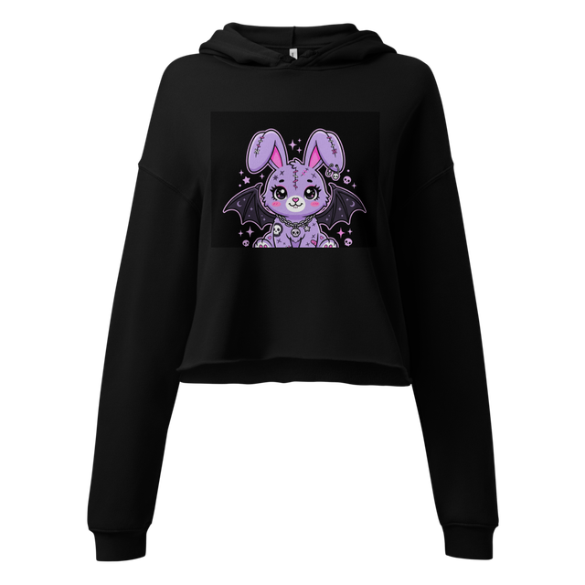 Kawaii Gothic Bat Bunny Women Crop Hoodie