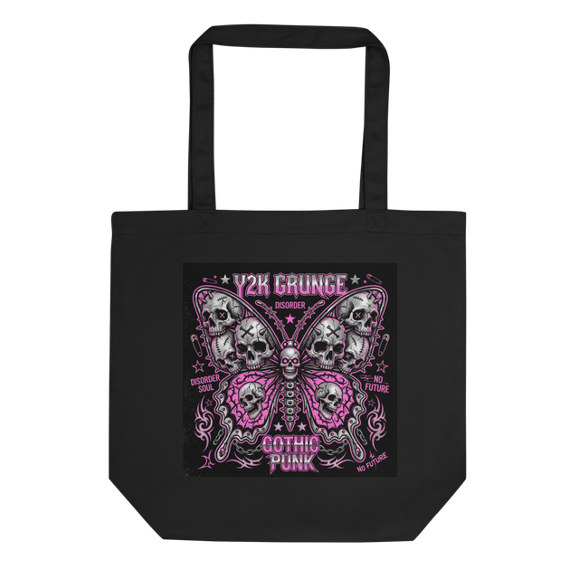 Y2 Grunge Gothic Skull Butterfly Eco Tote Bag
