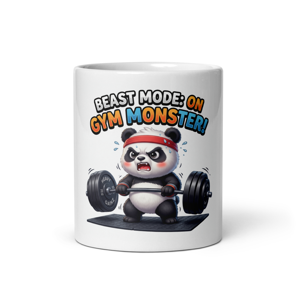Beast Mode Gym Panda Glossy Mug