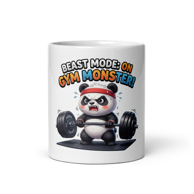 Beast Mode Gym Panda Glossy Mug