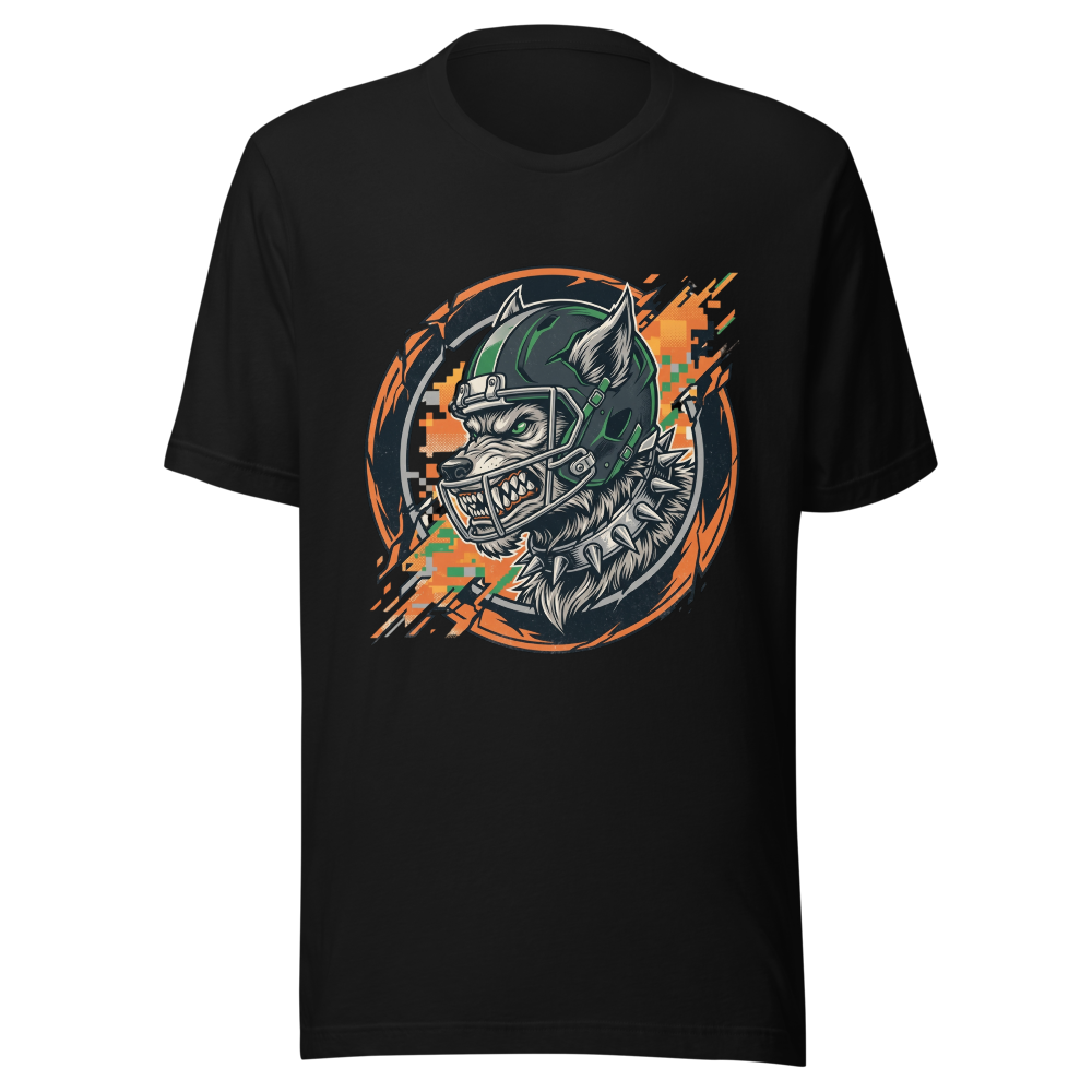 Cyber Football Wolf Graphic T-Shirt - Fierce Masco
