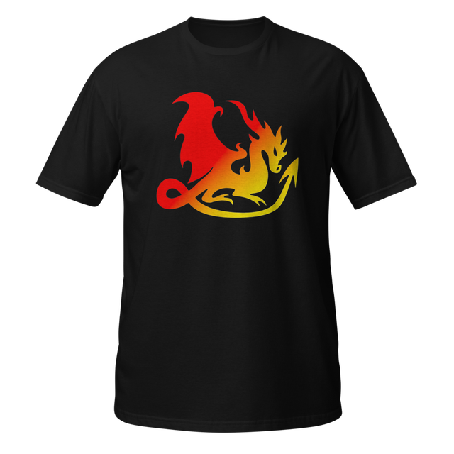 Flaming dragon silhouette with gradient