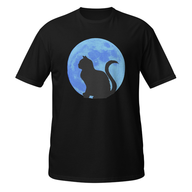 Mystical Moon Cat Silhouette Motif