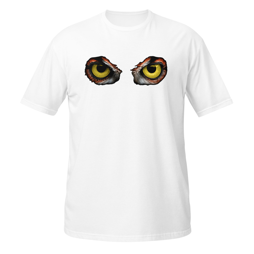 intense yellow contrast, owl-eyed gaze