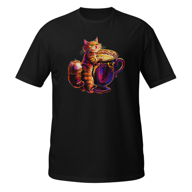 golden milk cup with a Colorful cat