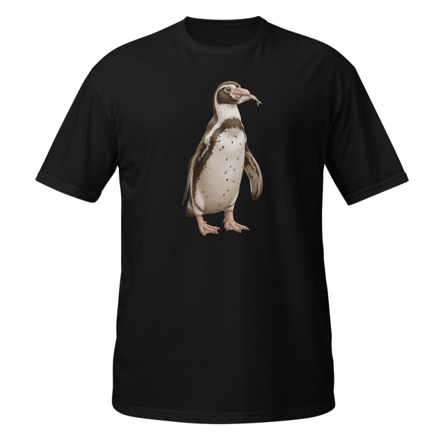 Cartoon penguin with a fish in its beak