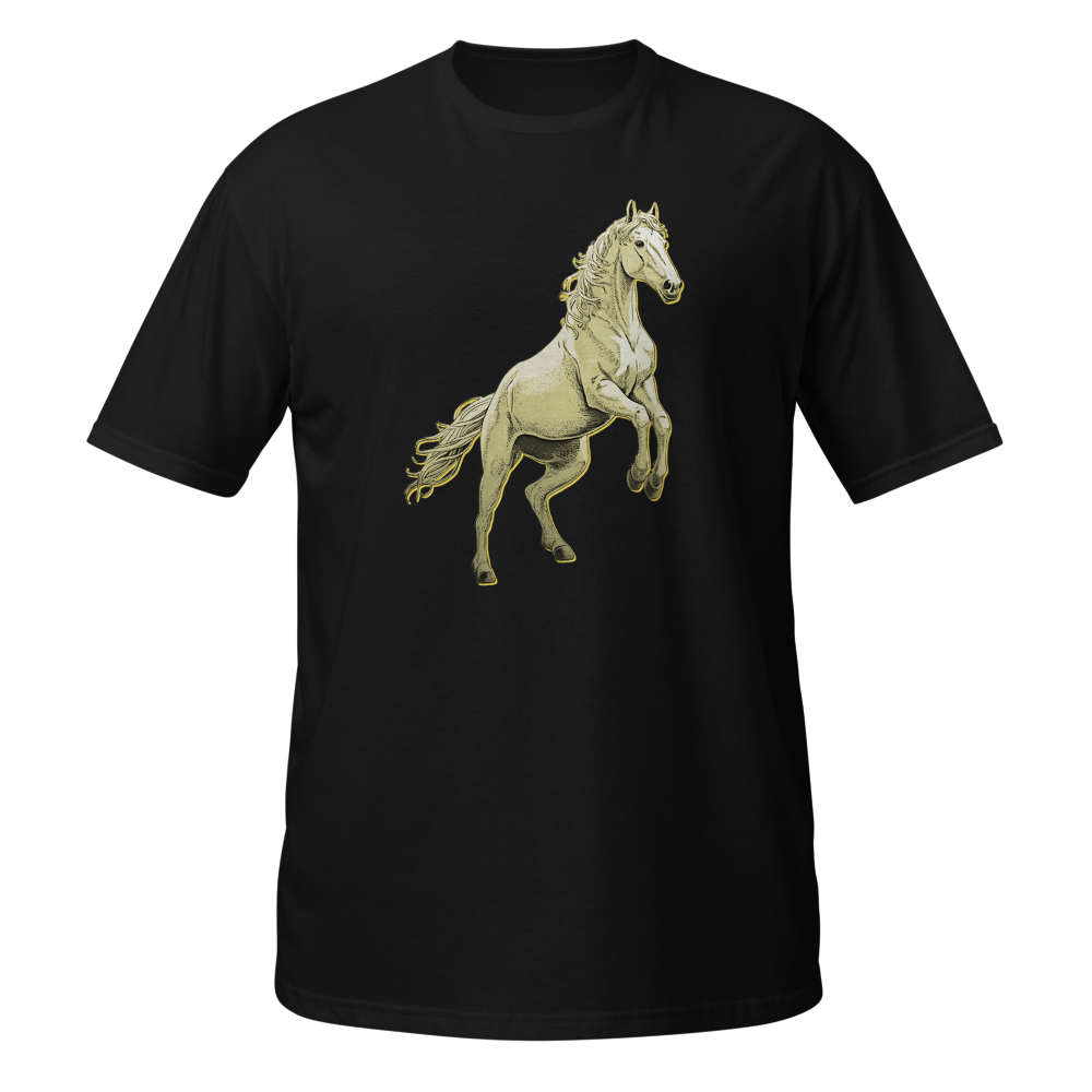 Digital art: Stallion leaping high 