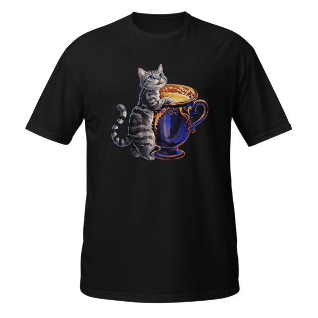Magnificent milk mug with a grey kitten