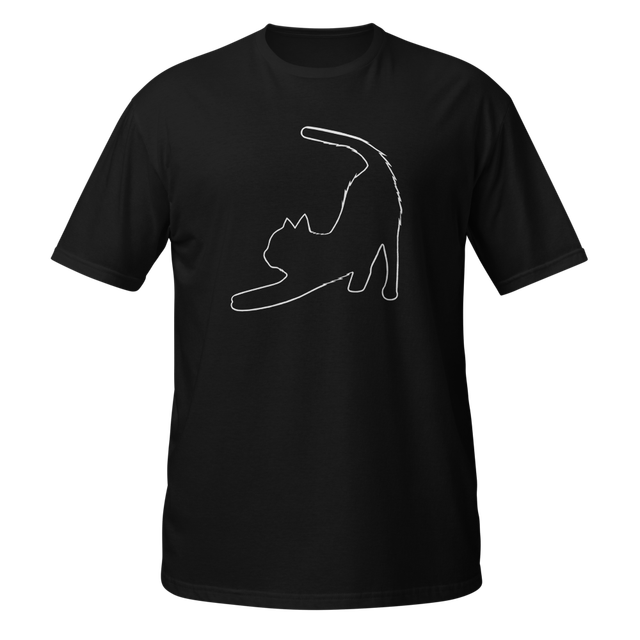 Outlines and silhouettes of a stretching cat