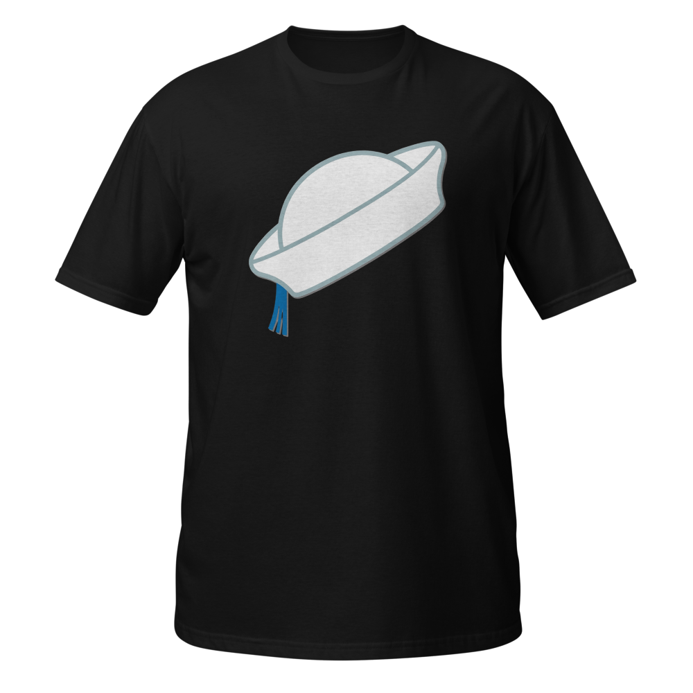 Sailor look: white sailor hat with a blue ribbon