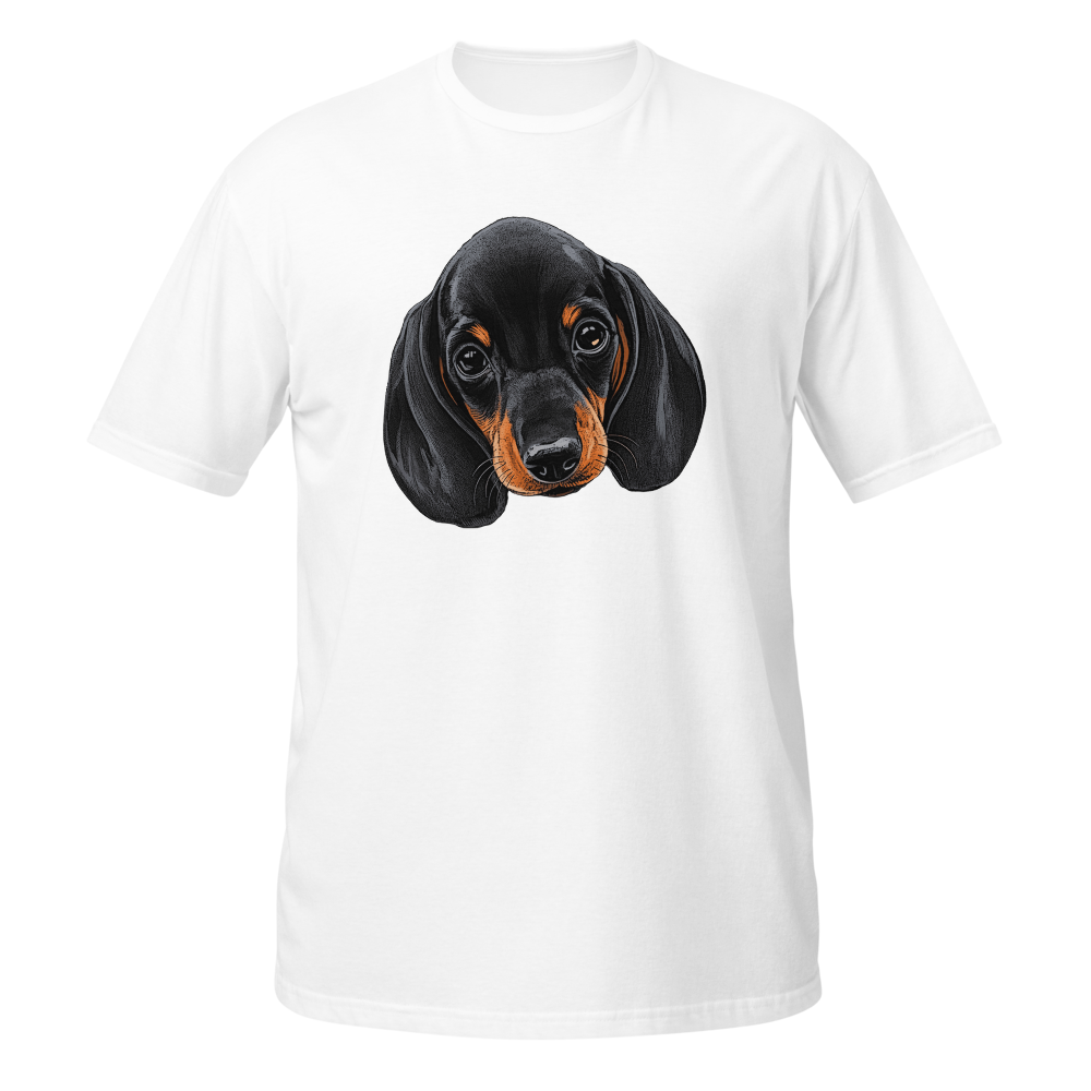 Illustration black-and-tan dachshund puppy head