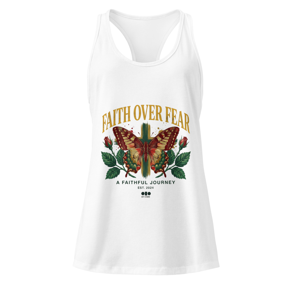 Women's Ideal Racerback Tank Top Faith Over Fear