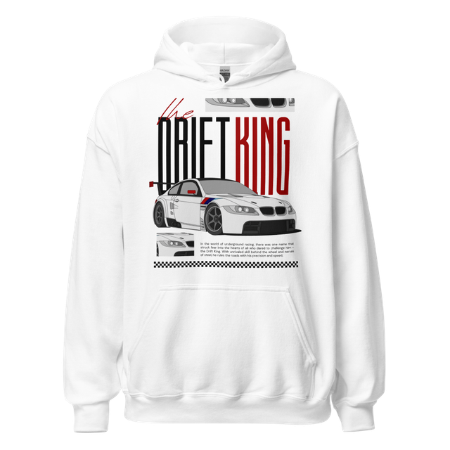White Drift King Car Graphic Hoodie 🏁🔥 | Premium