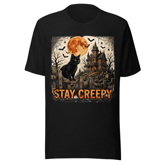 Stay Creepy Black Cat Halloween T-Shirt