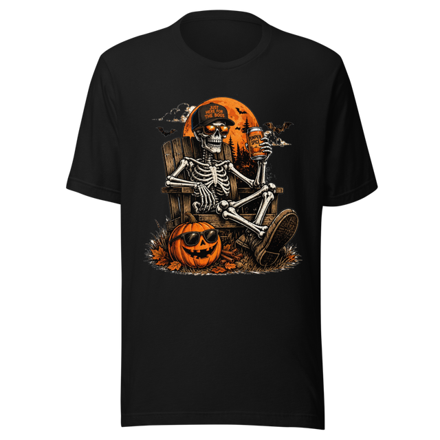 Just Here for the Boos Skeleton Halloween Tee