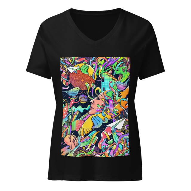 Women's Relaxed V-Neck T-Shirt | Colorful Surreal