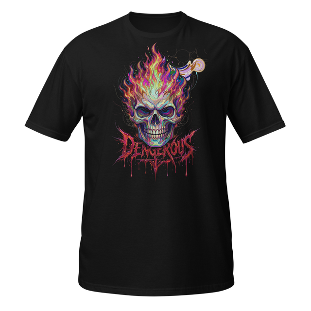 Dangerous Flaming Skull Graphic T-Shirt