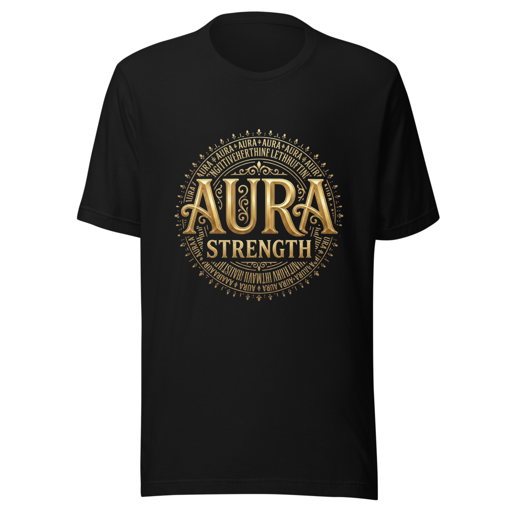 Aura Strength Premium Aesthetic Black T-Shirt 