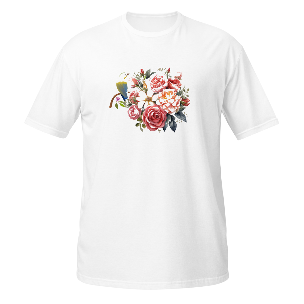 Watercolor Bird and Pink Flowers Shirt