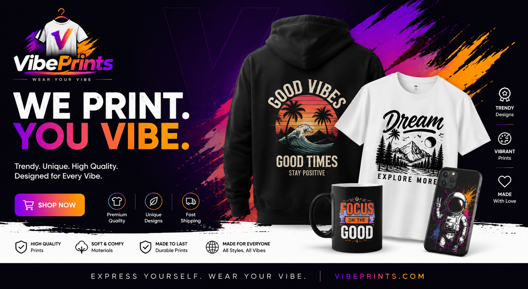 VibePrints hero banner